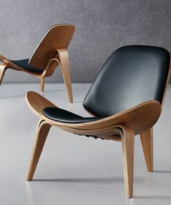 Hans Wegner Style Three Legged Shell Chair Ash Plywood Fabric Upholstery Living Room Furniture Modern Lounge.jpg