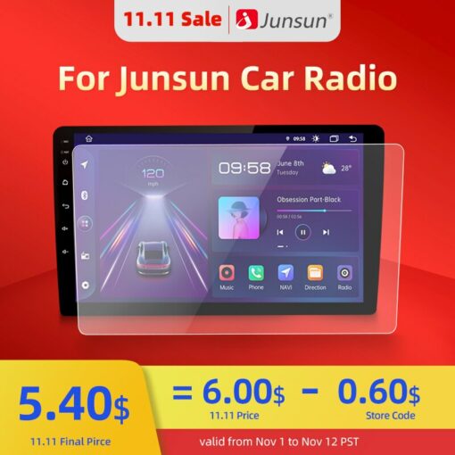 Junsun Car Radio Tempered Glass Film 9 And 10 1 Inch Waterproof Scratch Resistant Explosion Proof 2.jpg