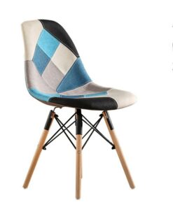 Multicolor Modern Style Upholstered Side Fabric Chair Dining Chair Patchwork Multi Pattern Natural Wood Leg Dining 4.jpg